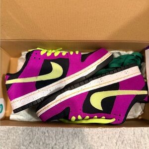 Nike Dunk Low Purple and Neon Green Sneakers